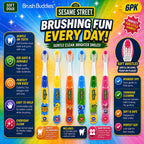Brush Buddies Sesame Street Toothbrushes for Kids, Soft Bristle Toddler Toothbrushes Ages 2-4, Fun Sesame Street Designs, 6-Count Set