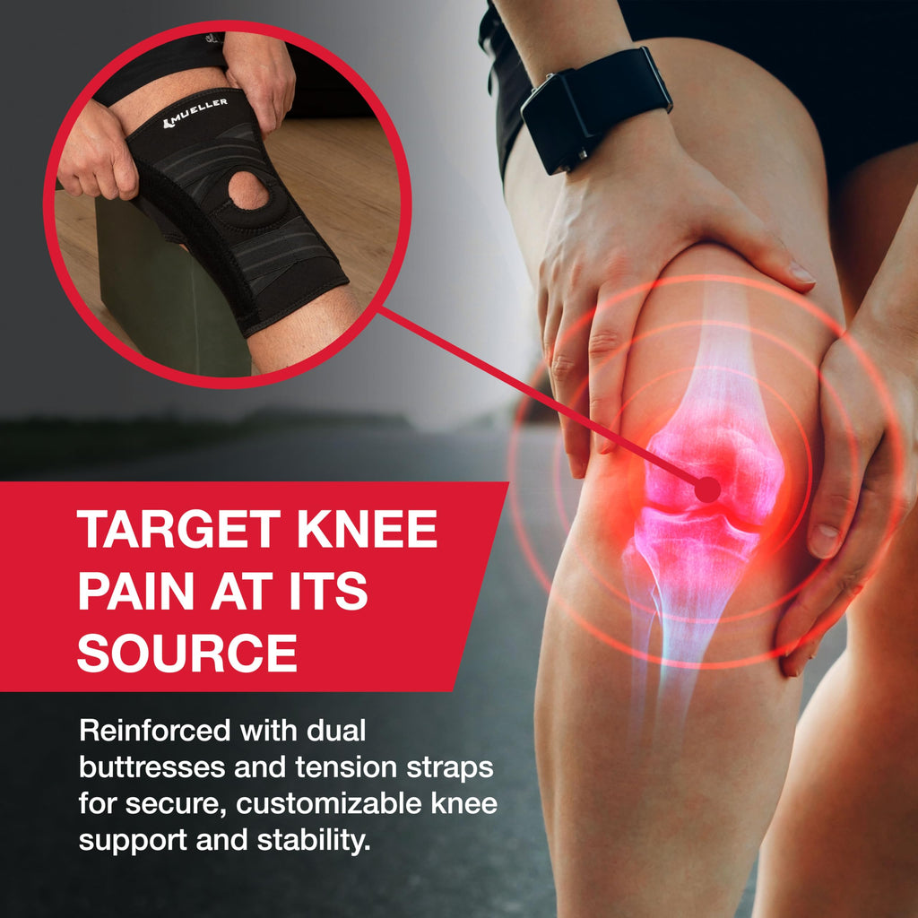 MUELLER Sports Medicine Adjustable Knee Brace, Knee Support for Arthritis Pain, Knee Sprains, ACL, MCL Joint Instability & Injury Recovery, Compression Stabilizer for Walking, Running, Sports & Daily Activities, One Size Fits Most