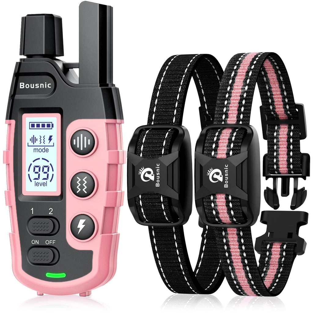 Buy now Bousnic Dog Shock Collar 2 Dogs (5-120Lbs) - 3300 ft Waterproof Training Collar for Dogs Large Medium Small with Rechargeable Remote, Beep (1-8) Vibration (1-16) and Humane Shock (1-99) Modes at indiglob india