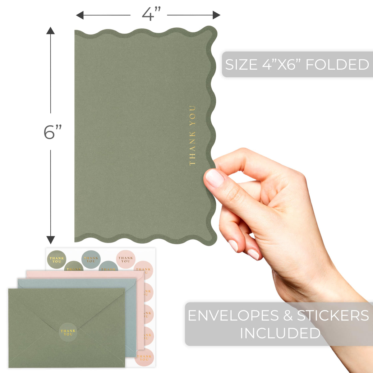 ZICOTO Beautiful Thank You Cards Set of 30 With Envelopes and Stickers