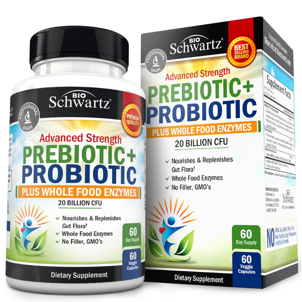 Advanced Prebiotics & Probiotics for Women & Men, 30 Capsules | Digestive Enzymes, L. Reuteri, Inulin Fiber for Immune, Digestive and Gut Health Support - Non-GMO, Gluten-Free, Dairy-Free