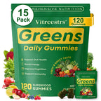 Greens Daily Gummies, Super Greens Gummies for Adults Superfood Multivitamin Gummy with Spirulina, Chlorella, Prebiotic Fiber, Fruit Veggie for Digestive & Gut Health, Adaptogens Supplement, 120 Count
