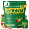 Greens Daily Gummies, Super Greens Gummies for Adults Superfood Multivitamin Gummy with Spirulina, Chlorella, Prebiotic Fiber, Fruit Veggie for Digestive & Gut Health, Adaptogens Supplement, 120 Count