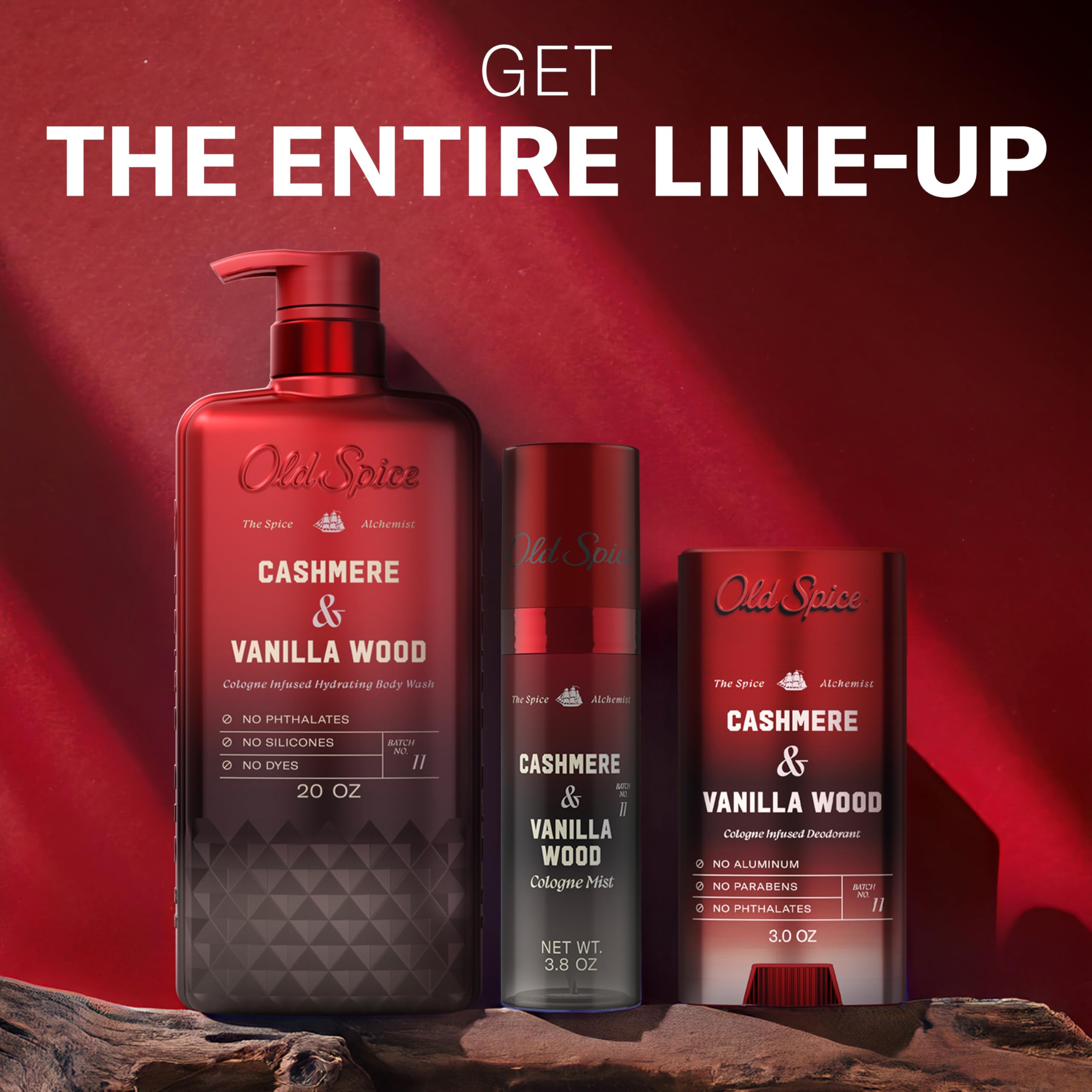 Old Spice Body Wash for Men, The Spice Alchemist Collection, 24/7 Cologne Infused Hydration, No Trade Off Formula, Free of Phthalates Silicones & Dyes, Cashmere + Vanilla Wood Scent, 20 oz