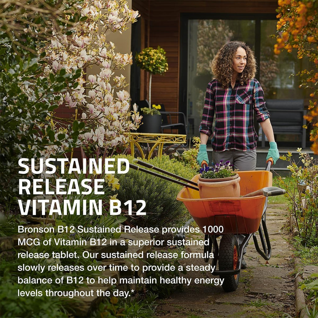 Bronson Vitamin B12 1000 mcg Sustained Release, Energy Support, 100 Tablets | Healthy Brain Function & Nervous System Support, Vegan, Non-GMO, Gluten-Free & Soy-Free