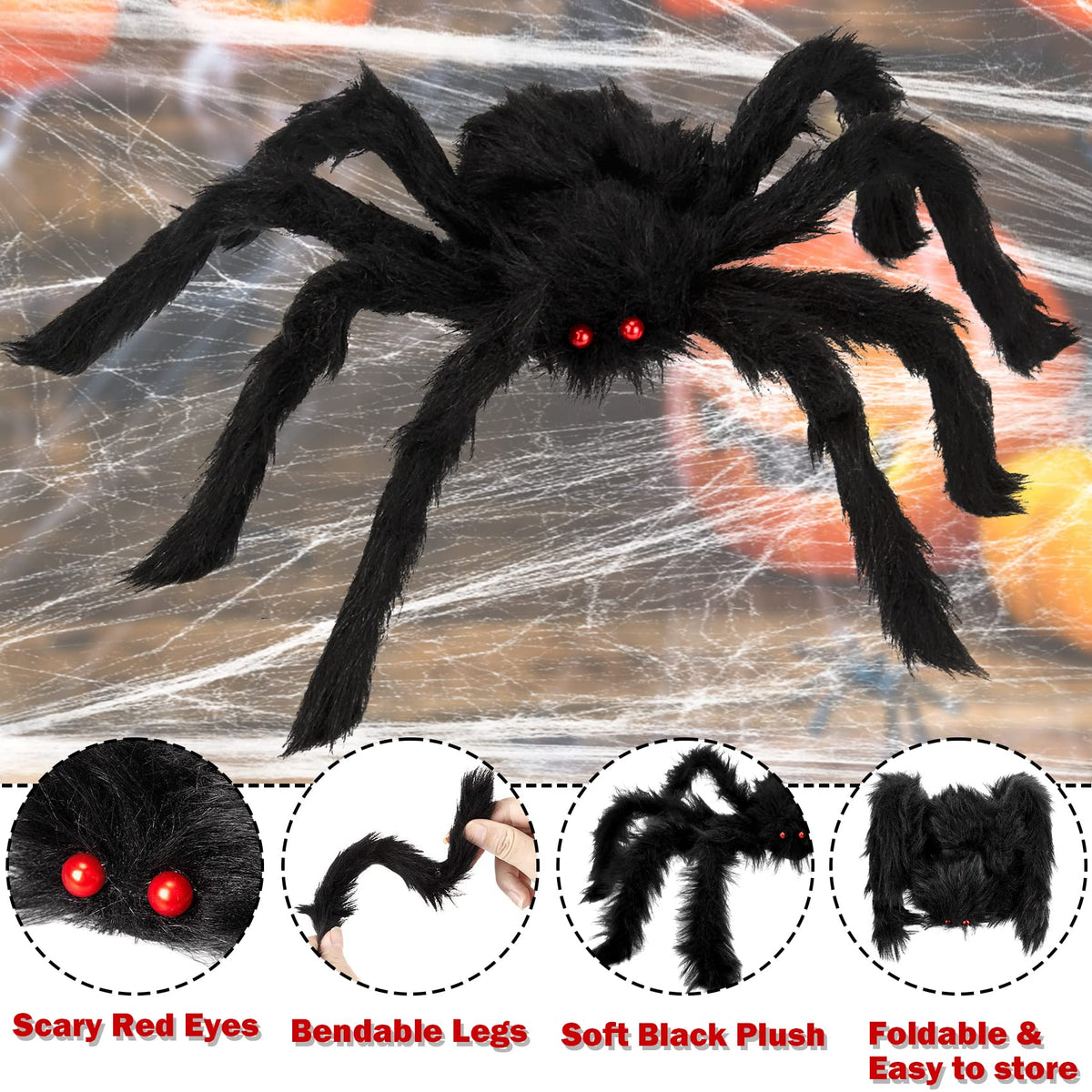 Colovis 8 PCS Halloween Spider Decorations for Indoor and Outdoor