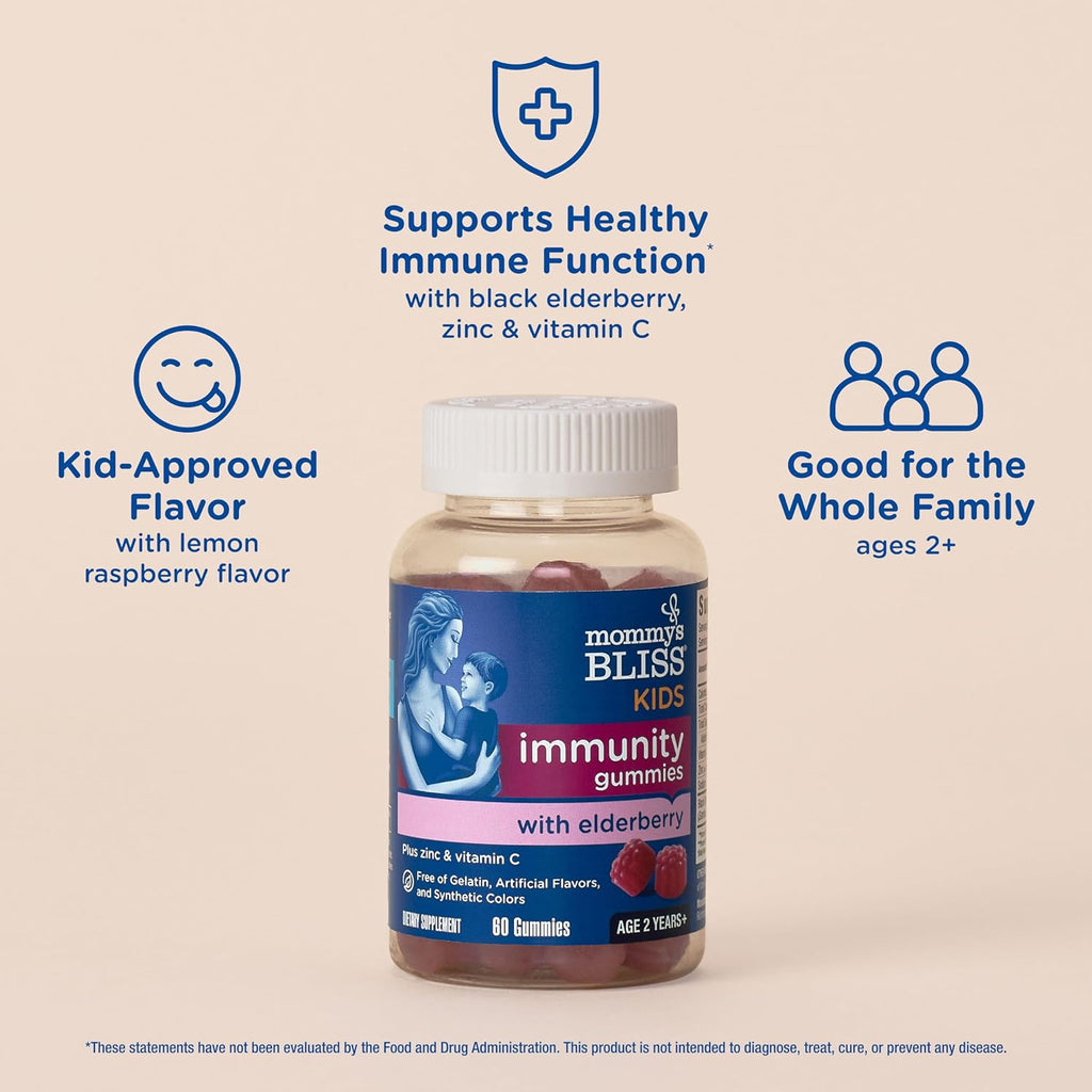 Buy now Mommy's Bliss Kids Elderberry Gummies, Supports Immunity with Black Elderberry, Zinc & Vitamin C, Gluten Free & Vegan, Age 2 Years+ (60 Count) at indiglob india