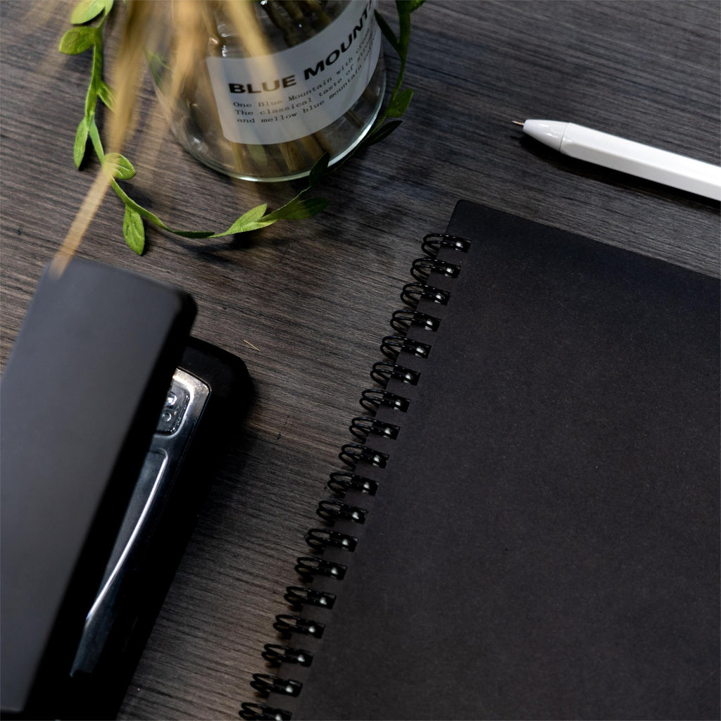 DSTELIN Blank Spiral Notebook, 2-Pack, Soft Cover, Sketch book, 100 Pages / 50 Sheets, 7.5 inch x 5.1 inch, 100GSM, (Black)