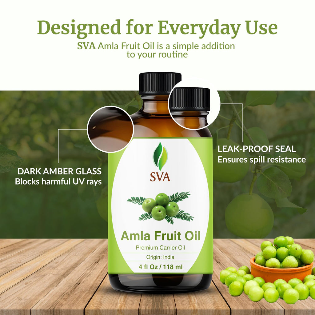 SVA Amla Carrier Oil, Glass Bottle with Dropper, 4 Fl Oz (118 ml)