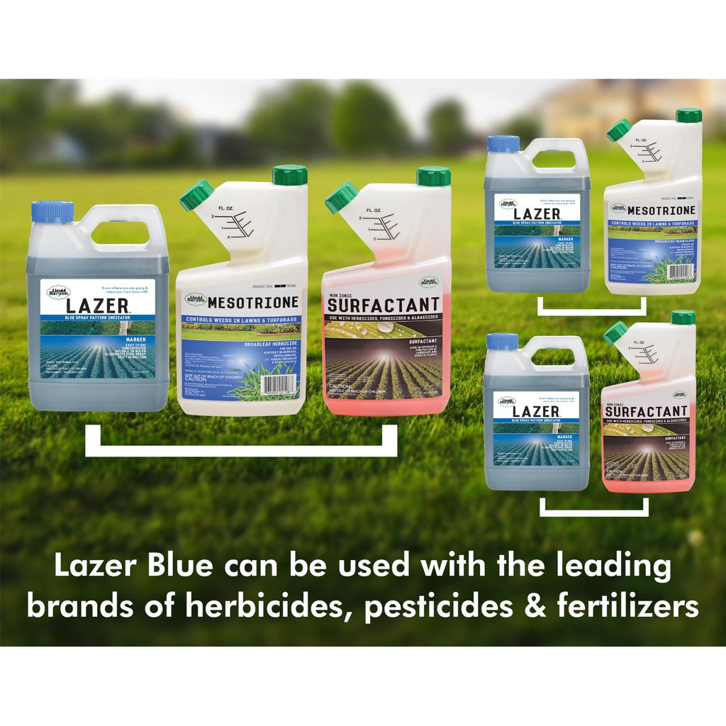 Liquid Harvest Lazer Blue - 32 Ounces - Concentrated Spray Pattern Indicator - Perfect Weed/ Fertilizer Marking Dye, Turf Mark and Blue Herbicide Marker
