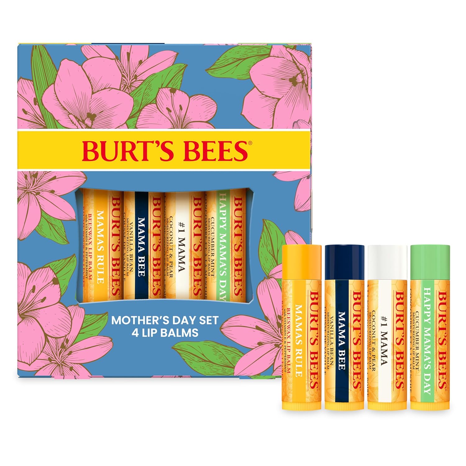 Buy now Burt's Bees Christmas Gifts - Garden Party Lip Balm Set for Stocking Stuffers, With Responsibly Sourced Beeswax, Natural Origin Lip Treatment, 4 Tubes, 0.15 oz. 4 Count (Pack of 1) Balm Bouquet at indiglob india