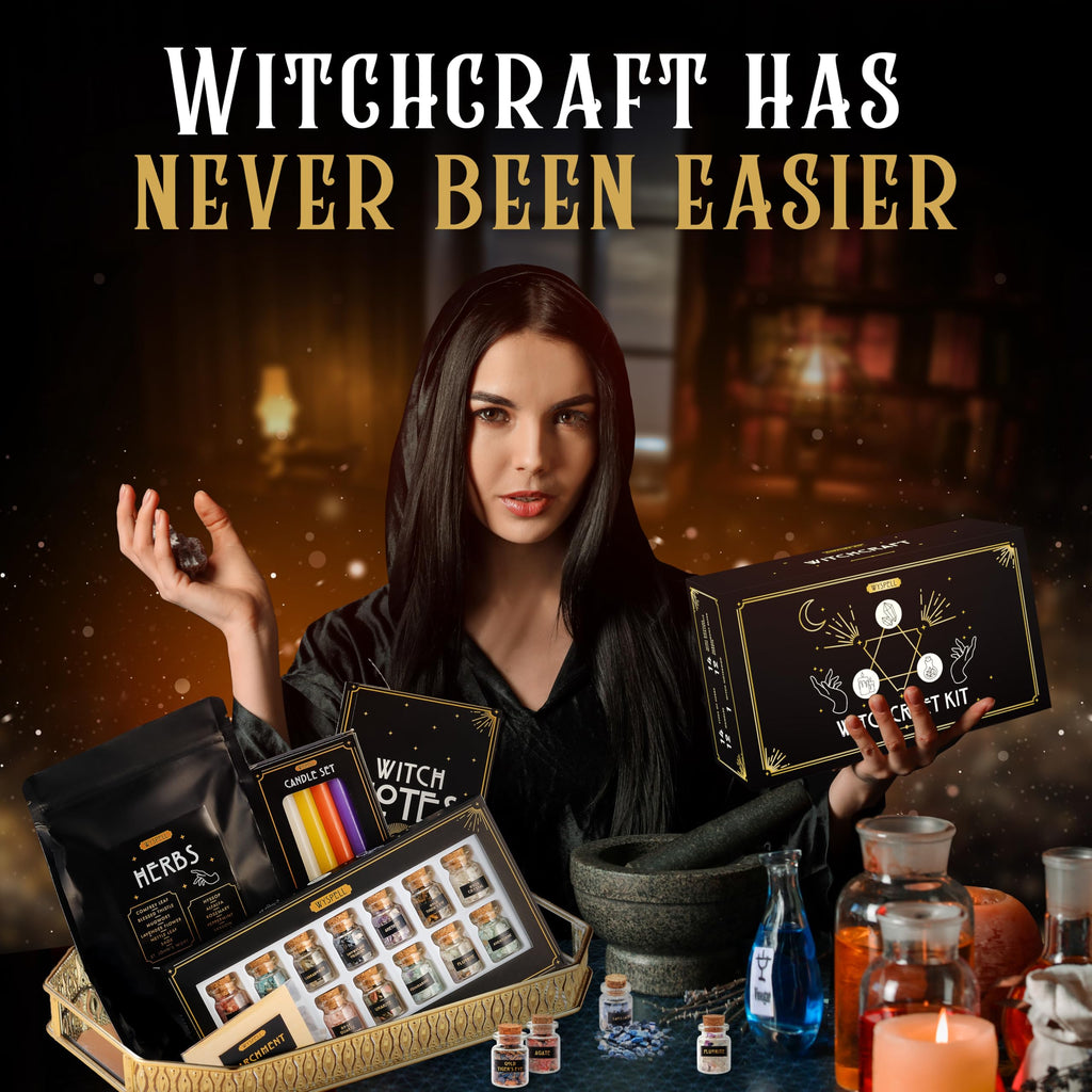 Buy now Wyspell Witchcraft Supplies Kit for Witch Altar 54PCS - Spell Candles for Witches - Crystals Spell Jars for Witches - Herbs for Spells - Beginner Witch Starter Box - Witchcraft Kit at indiglob india