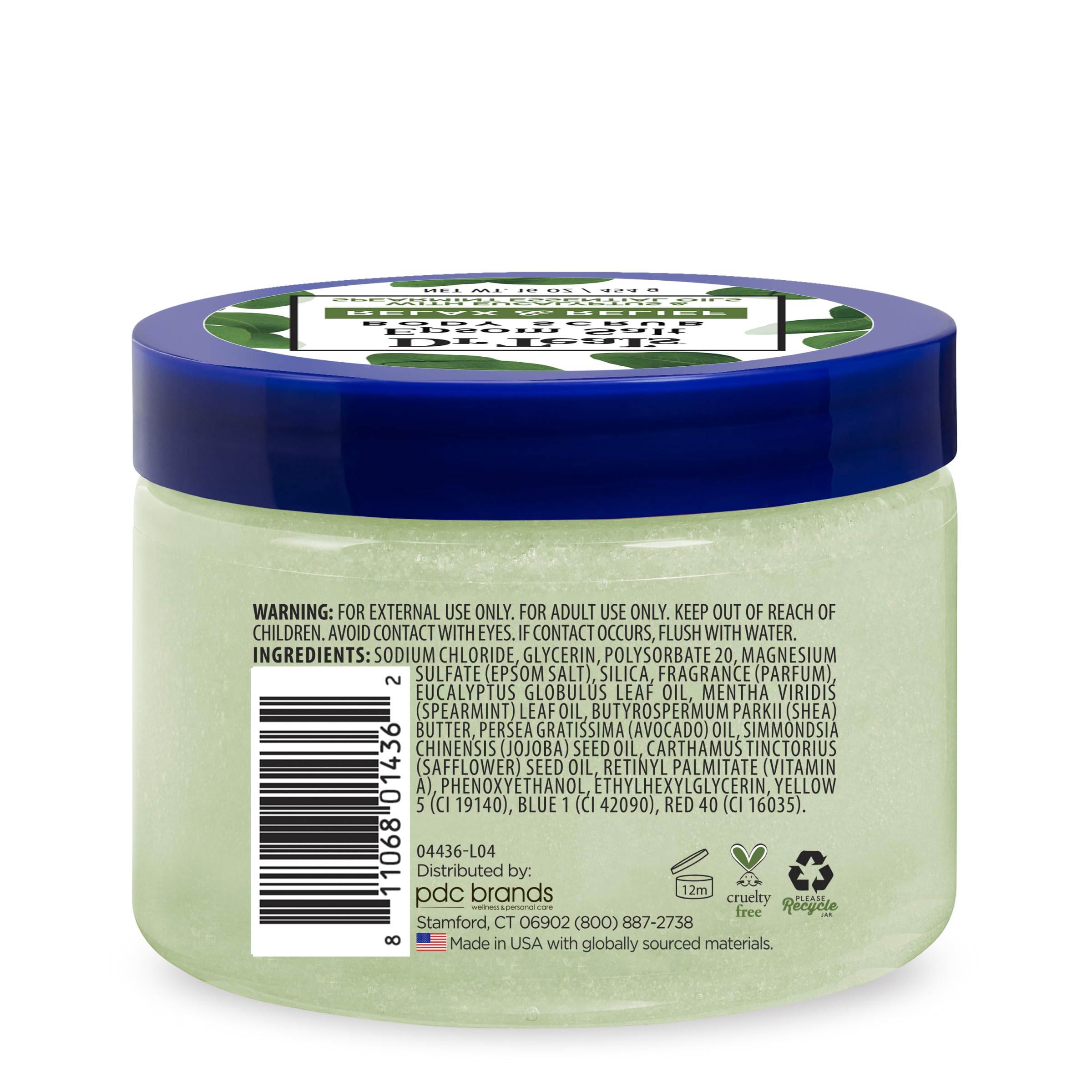 Dr Teal's Pure Epsom Salt Body Scrub, Relax & Relief with Eucalyptus & Spearmint Essential Oils, 16 oz (Pack of 3)