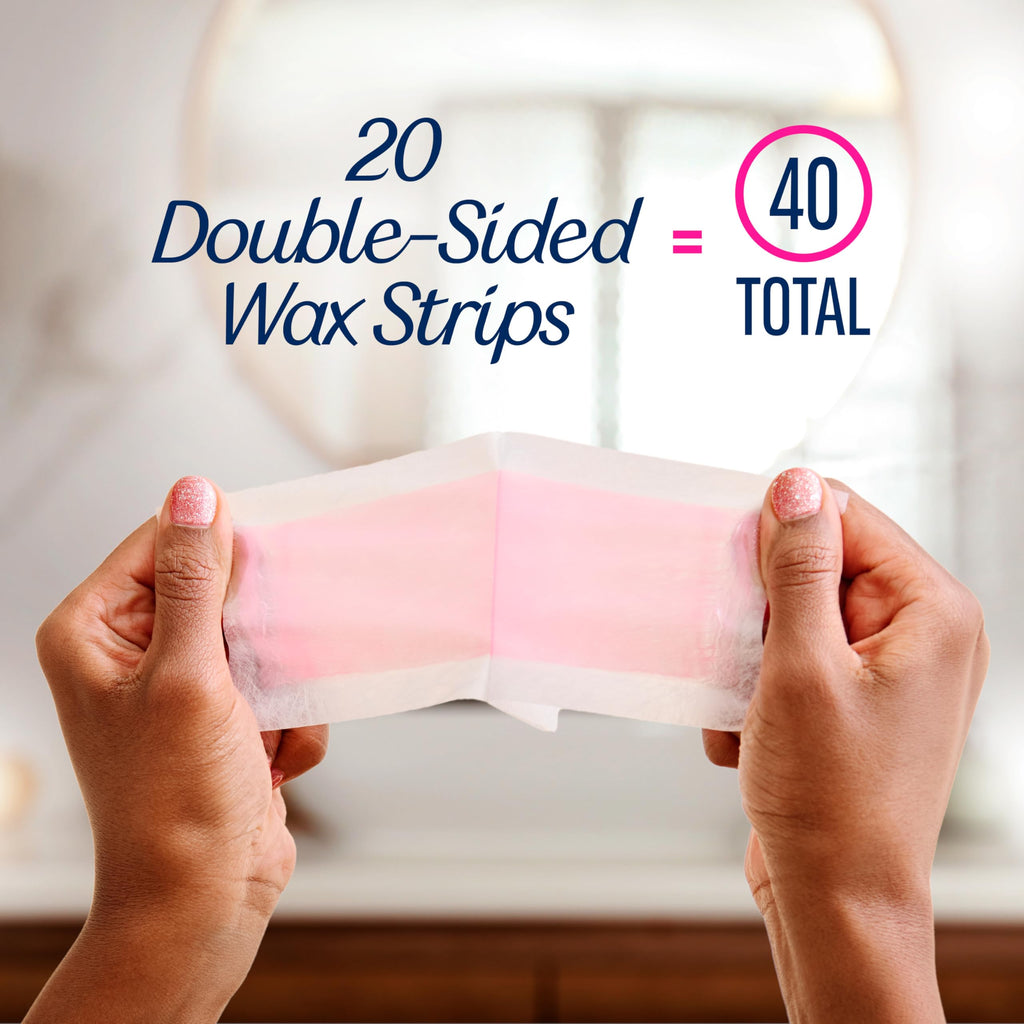 VEET Ready-To-Use Waxing Kit For Women | Wax Strips For Body Hair Removal, Wax Kit For Ingrown Hair Treatment, Personal Care Product, Hair Remover | 40ct Waxing Strips, 4ct Body Wipes