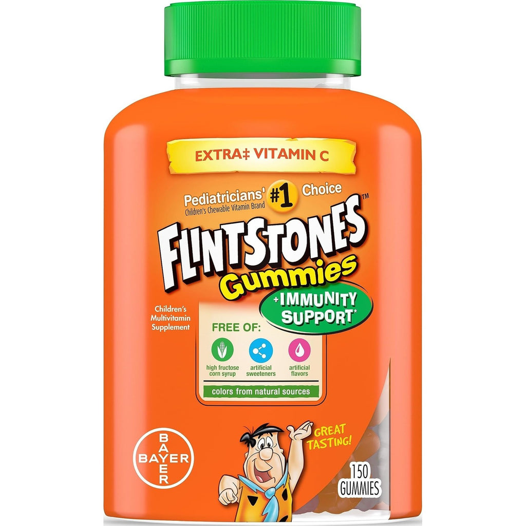 Flintstones Gummies Kids Vitamins with Immunity Support*, Kids and Toddler Multivitamin with Vitamin C, Vitamin D, B12, Zinc & more, Orange 150ct