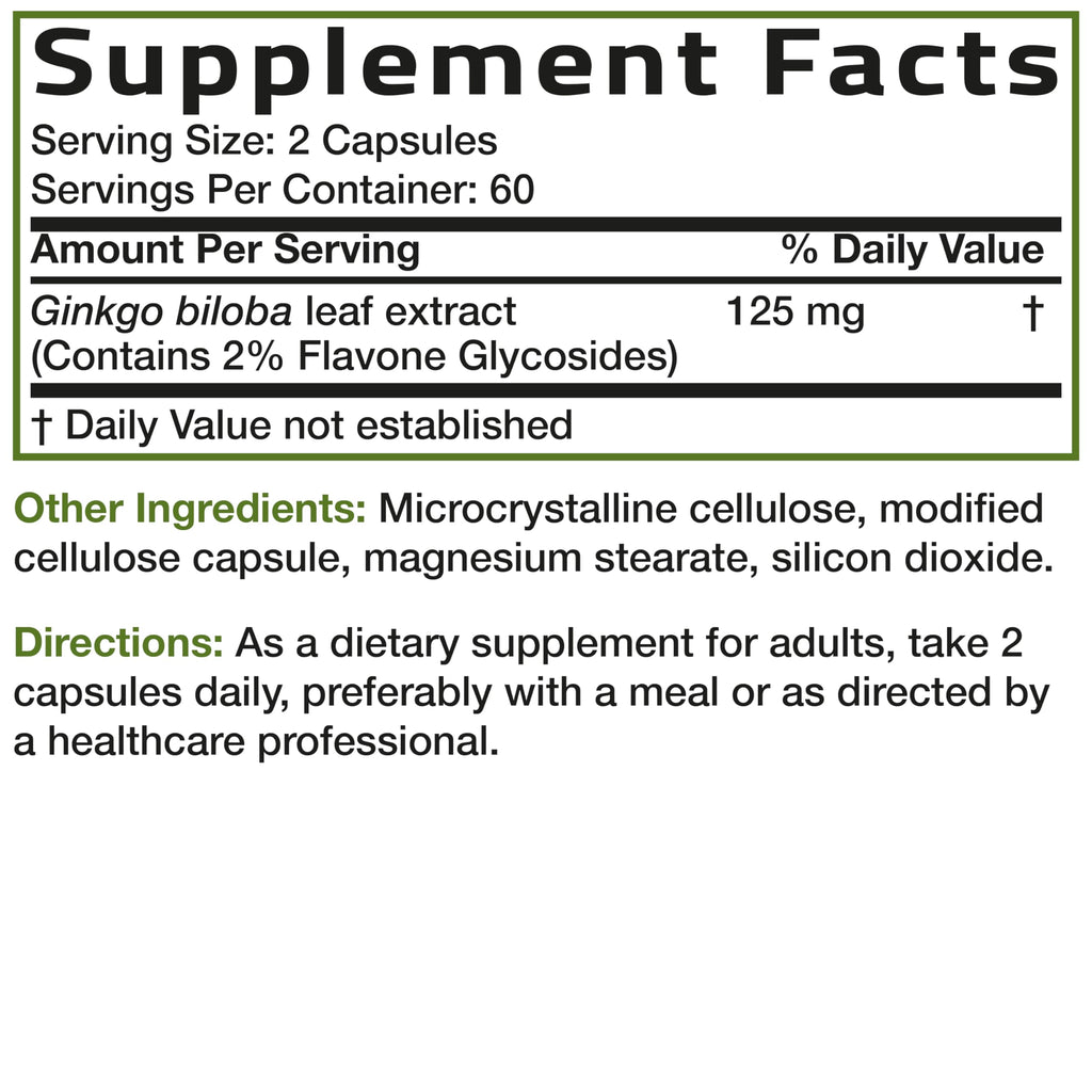 Bronson Ginkgo Biloba Extra Strength Brain & Memory Support 120 Capsules | Vegetarian, Non-GMO, Gluten Free, Soy Free, Memory, Cognitive & Brain Health Support