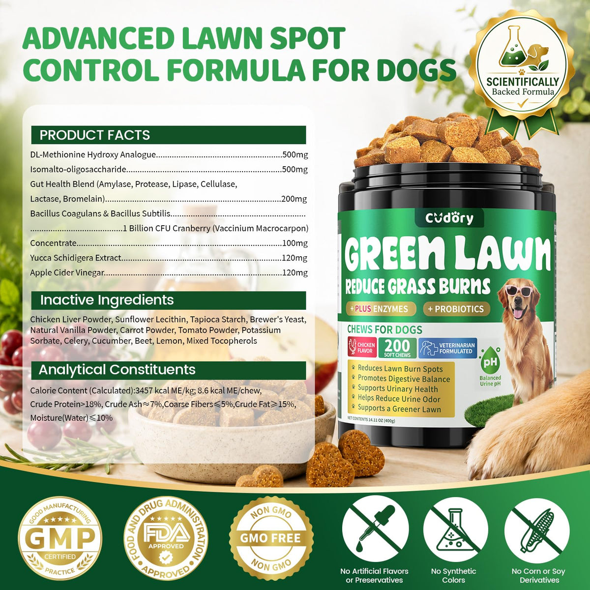 Dog Urine Neutralizer for Lawn, Green Grass Chews for Dogs, 200 Ct, Chicken