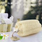 ALMOONI Natural Loofah Body Scrubber, Egyptian Loofah Sponge, 3 Count | Natural Egyptian Loofah Sponge, Round Shape Shower Sponge for Face & Body, Men & Women, Gentle Exfoliation, Large Size