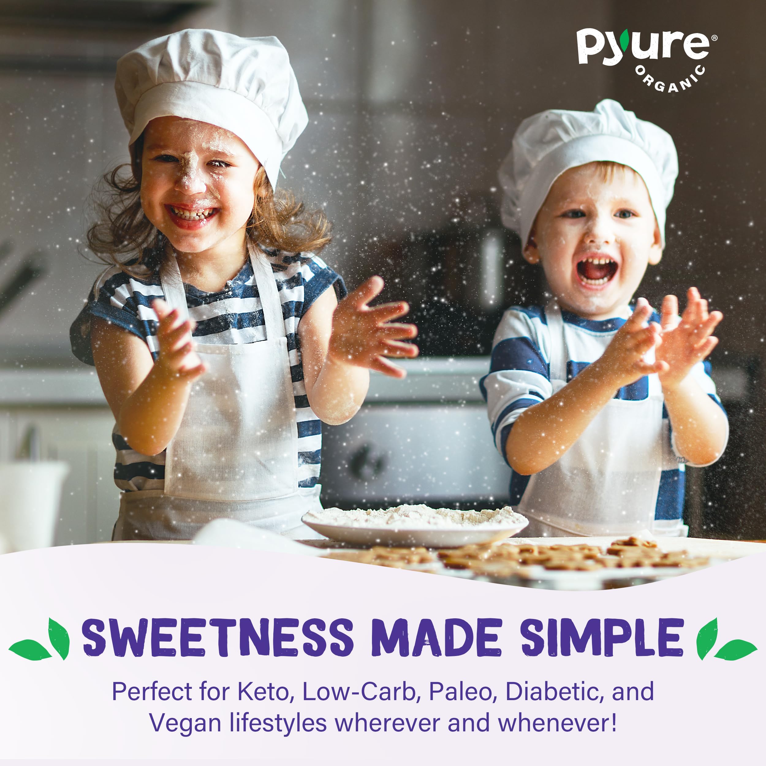 Pyure Organic Stevia Extract Powder, 100% Pure Stevia Leaf Extract, No Fillers, Sugar-Free, Keto, Paleo, Diabetic Friendly, Zero Calorie, 300x Sweeter Than Sugar, 1,000 Servings, USDA Organic