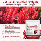 Premium Astaxanthin 12mg,120 Softgels | Natural Antioxidant Supplement for Eye, Joint, Skin Health,Microalgae Source | 4 Month Supply | Supports Internal Circulation & Natural Tanning,Non-GMO