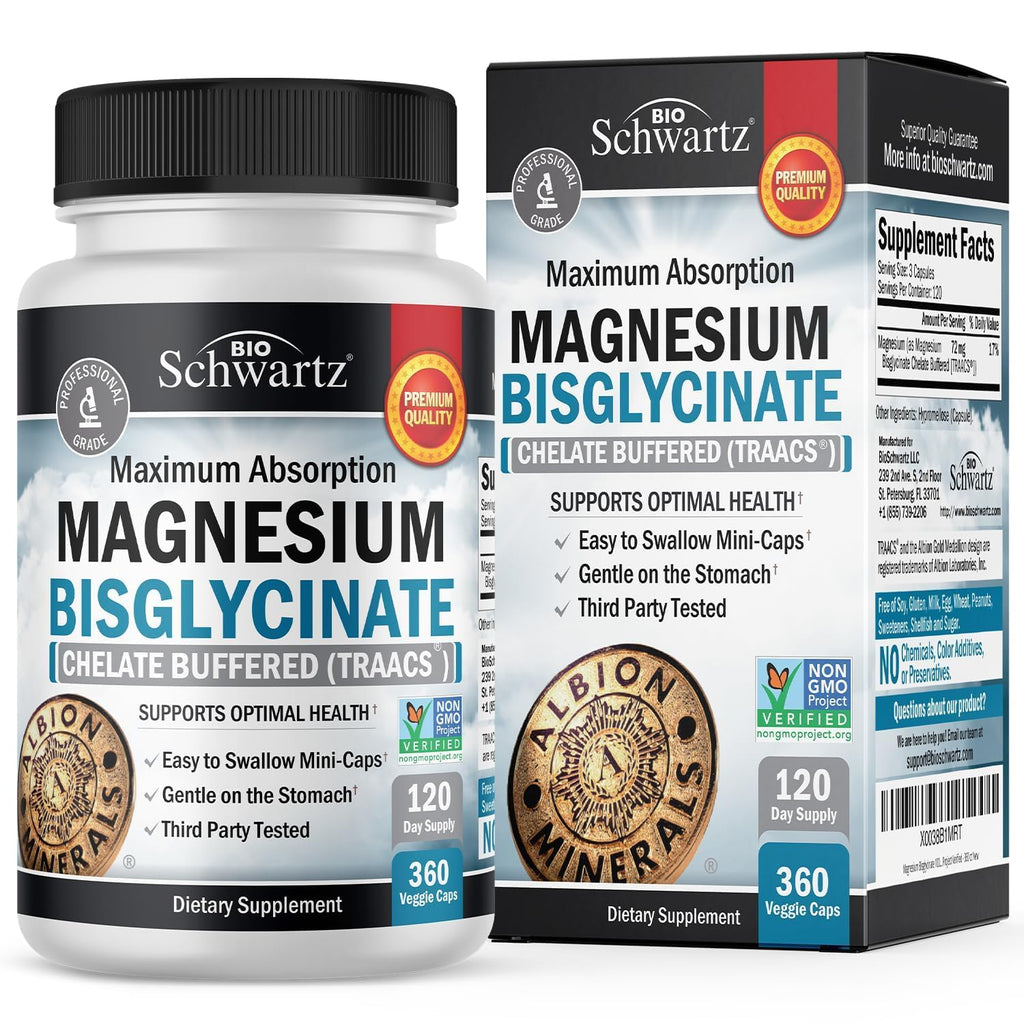 Magnesium Bisglycinate 100% Chelate No-Laxative Effect - 90ct | Max Absorption Magnesium Glycinate Capsules, Healthy Energy Muscle Bone & Joint Support - Non-GMO Project Verified