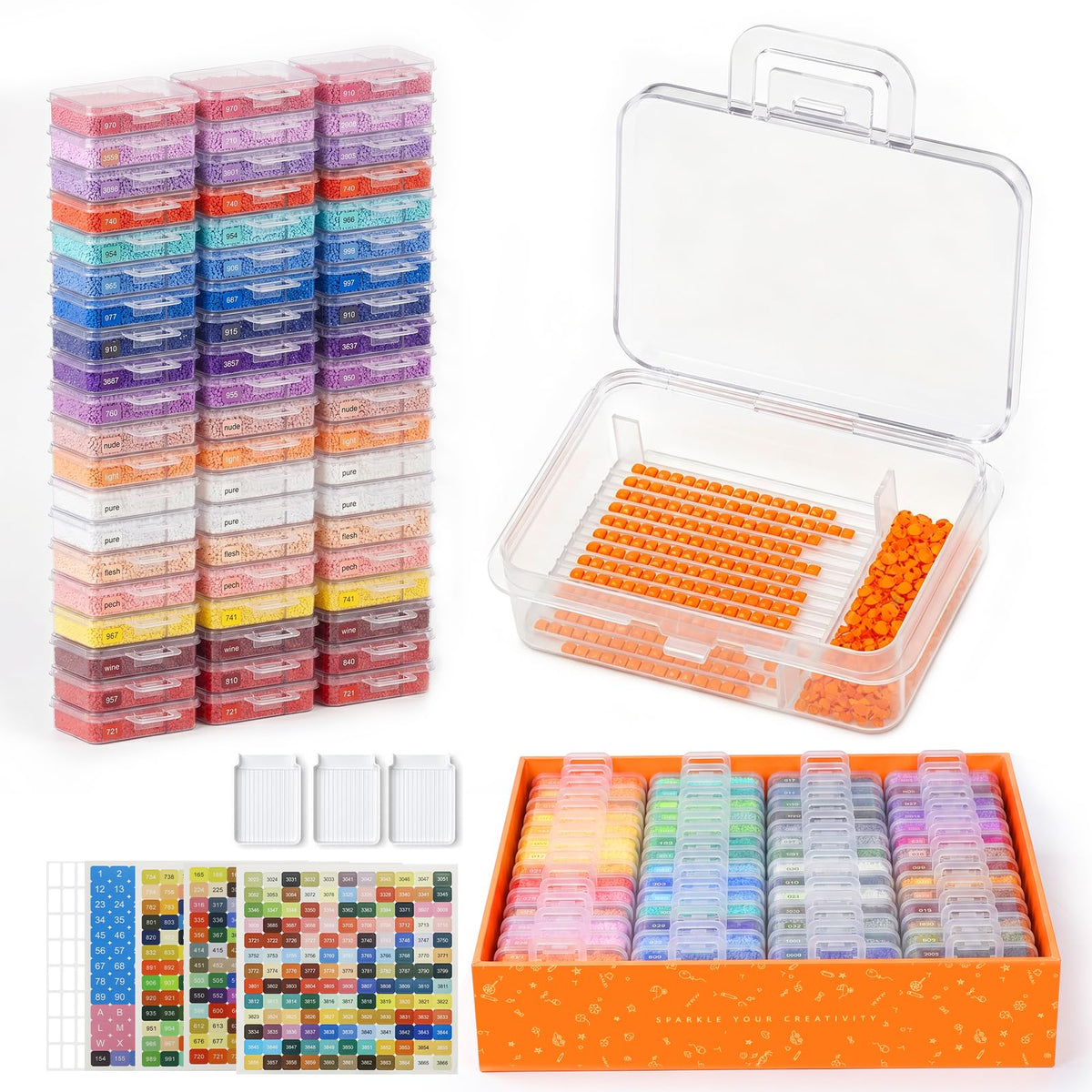 Redtwo 60pcs 2026 Version Diamond Painting Storage Container