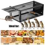 2 Pack Humane Rat Traps 12.5"x5.5"x4.5", Reusable Mouse Traps for Indoor/Outdoor Use, No-Kill Live Capture for Chipmunks, Rats, Mice