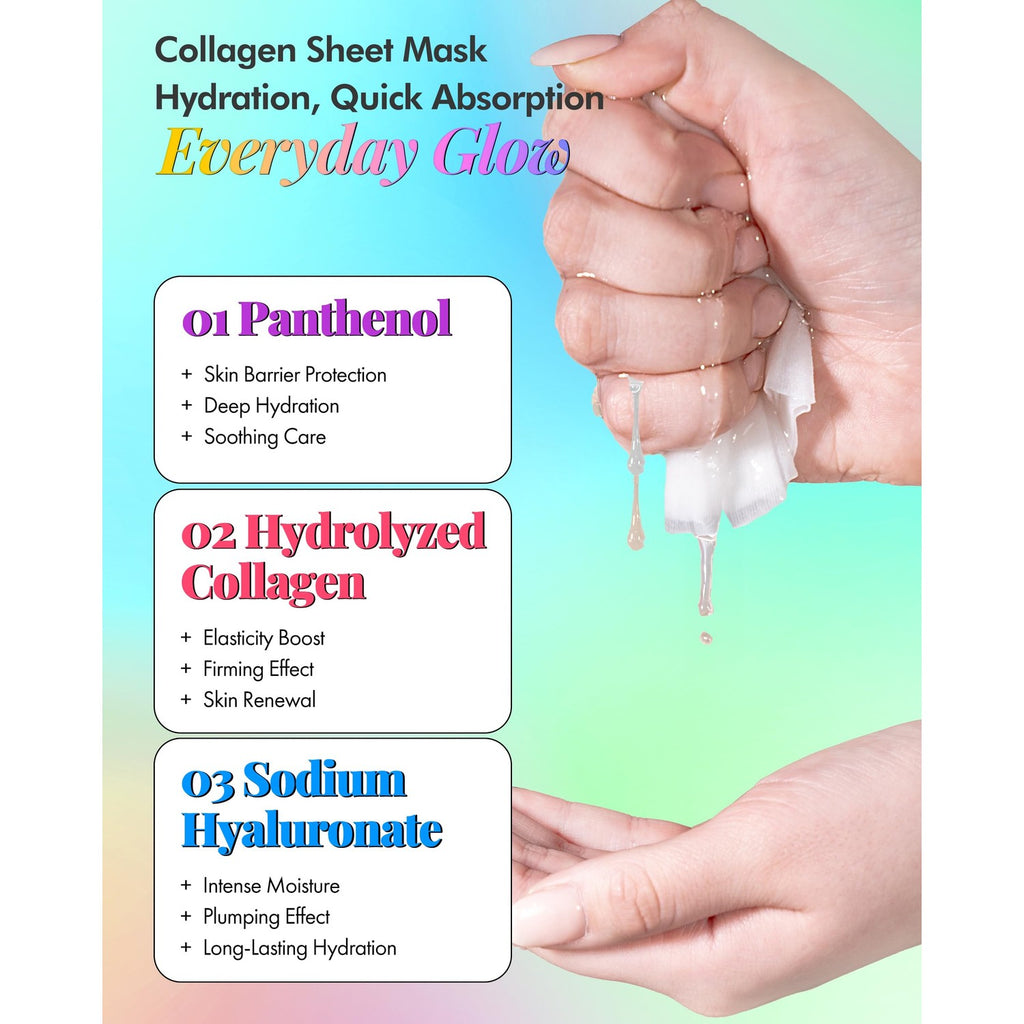 DERMAL 24 Combo Korean Essence Sheet Mask Variety Pack, Collagen & More | 24 individually wrapped essence masks - collagen, hyaluronic, vitamin, snail, aloe, green tea, pearl, charcoal & more