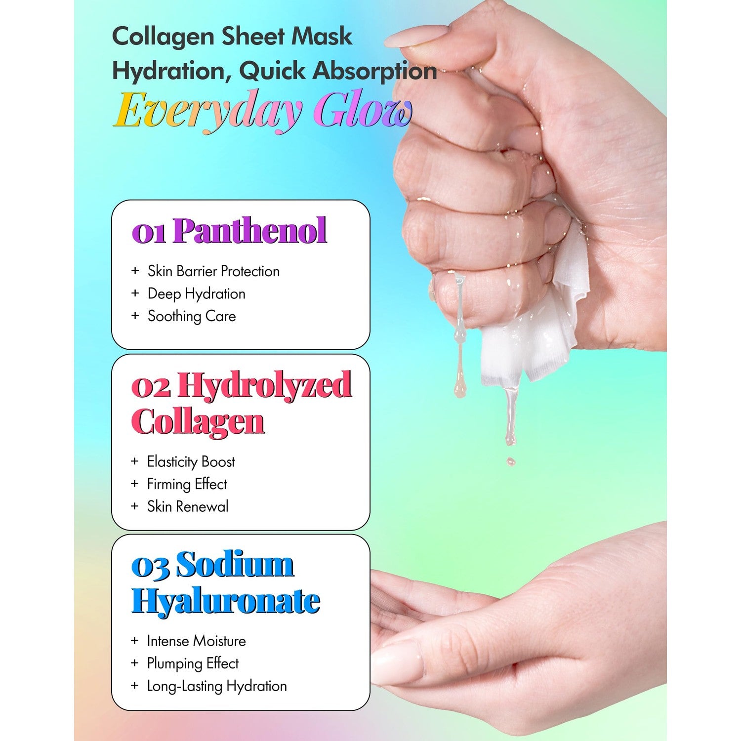 DERMAL 24 Combo Korean Essence Sheet Mask Variety Pack, Collagen & More | 24 individually wrapped essence masks - collagen, hyaluronic, vitamin, snail, aloe, green tea, pearl, charcoal & more
