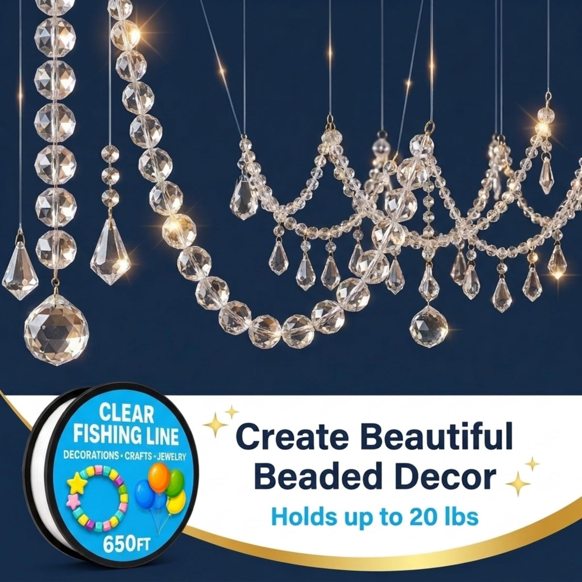 Clear Fishing Line for Crafts - Hanging Decorations - Clear String