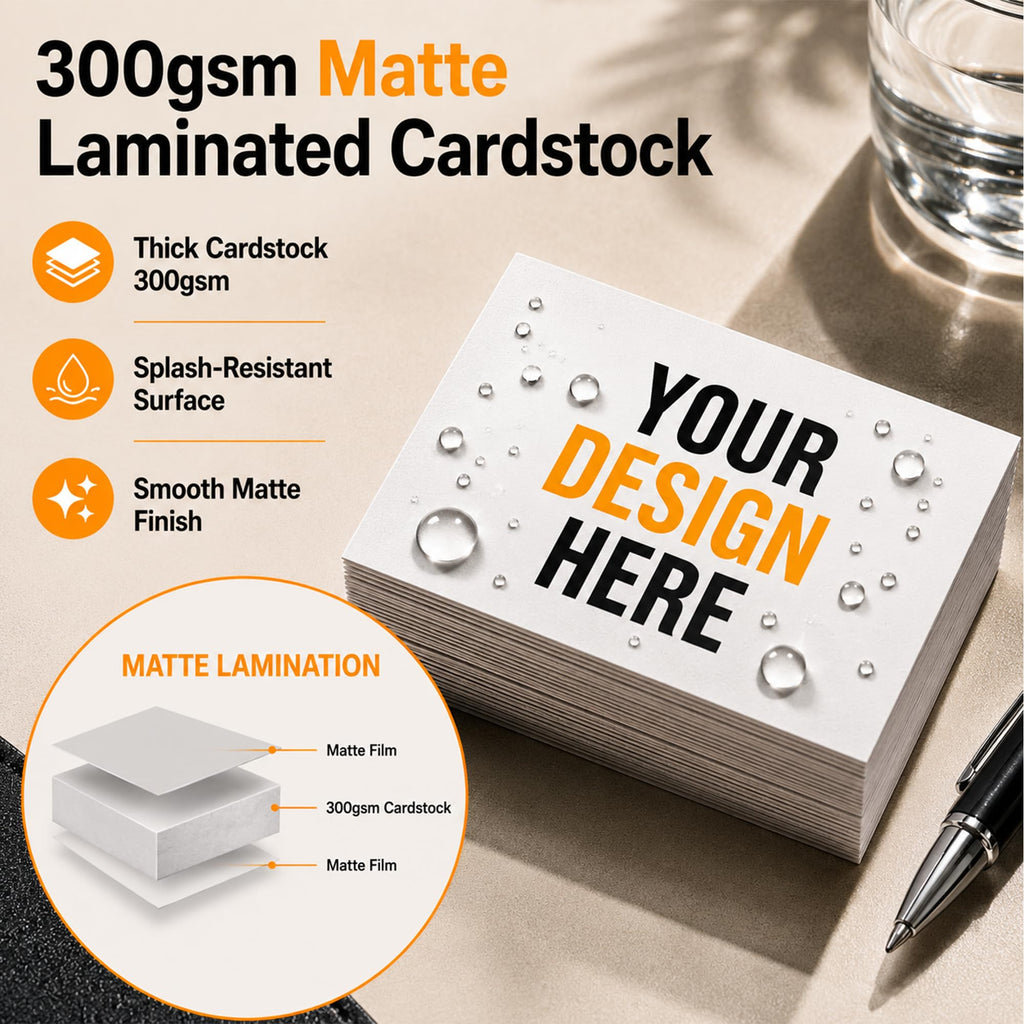 Custom Business Cards, 300gsm Waterproof Matte Paper, Double-Sided