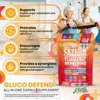 Ceylon Cinnamon Capsules + Apple Cider Vinegar Turmeric Berberine Supplement Ginseng Cayenne Pepper Bitter Melon Aloe Vera Fenugreek Milk Thistle Chromium 120 Pills Gluco Defend by Clean Nutra