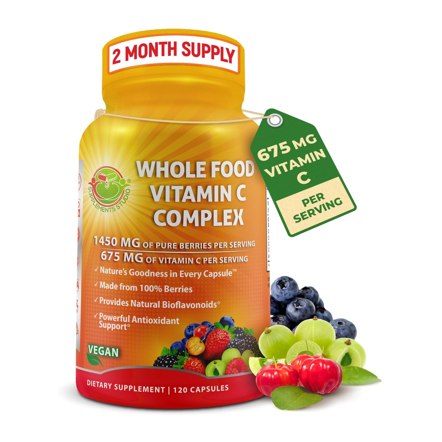 Liposomal Vitamin C Liquid Gel Capsules 1100mg - Made with Organic Acerola | Vitamin C Capsules for Immune Support - High Potency, Enhanced Absorption & Bioavailability, Daily Antioxidant Support, 120ct