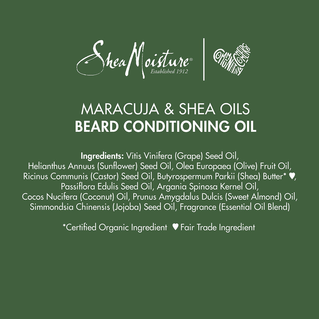 SheaMoisture Beard Conditioning Oil for a Full Beard Maracuja Oil and Shea Butter to Moisturize and Soften 3.2 oz | For full beards - moisturizes, softens and adds shine with Maracuja Oil and Shea Butter.