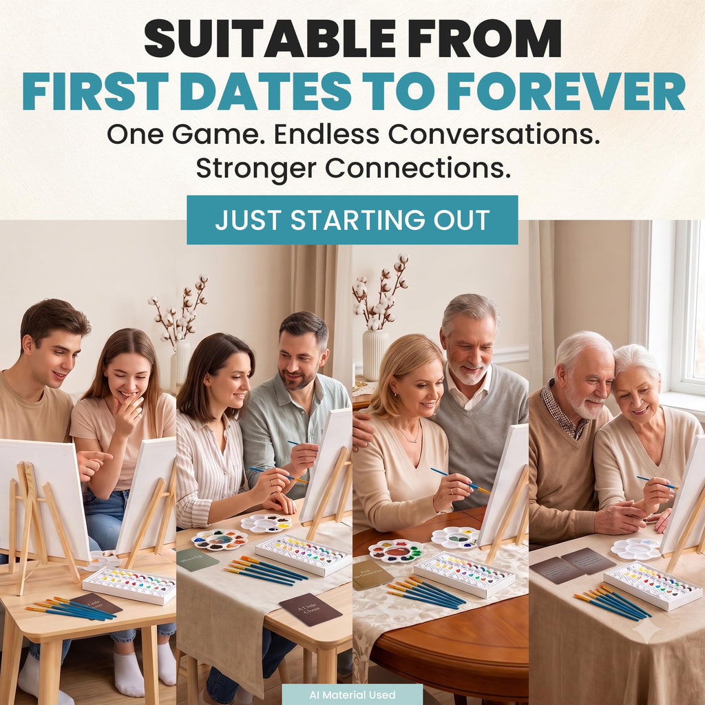 Painting Game Kit for Couples - Sip and Paint Date Night Set for Adults