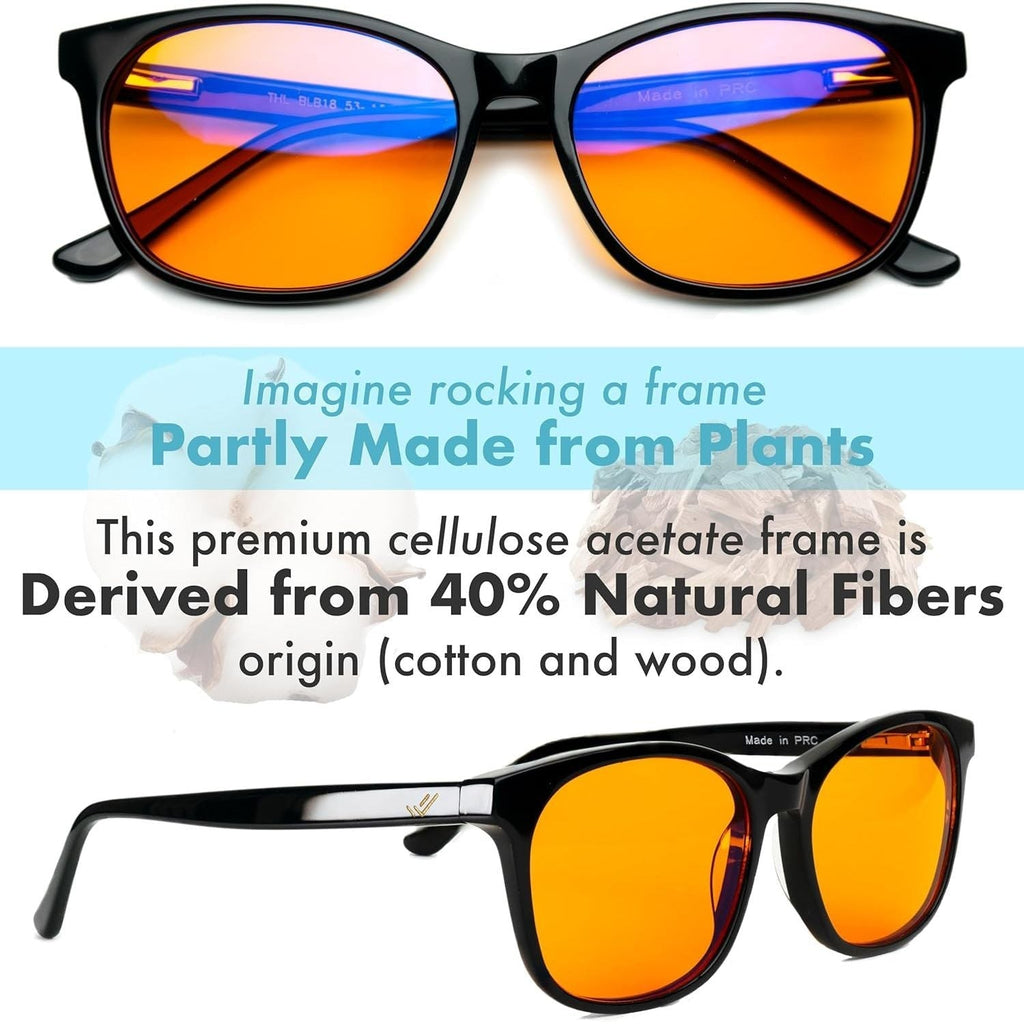 Buy now Orange Blue Light Blocking Glasses for Better Sleep - 99.5% Premium Acetate Orange Computer Migraine Glasses for Women & Men - Amber Gaming Glasses - Blue Light Blockers Gamer Glasses for Eye Strain at indiglob india