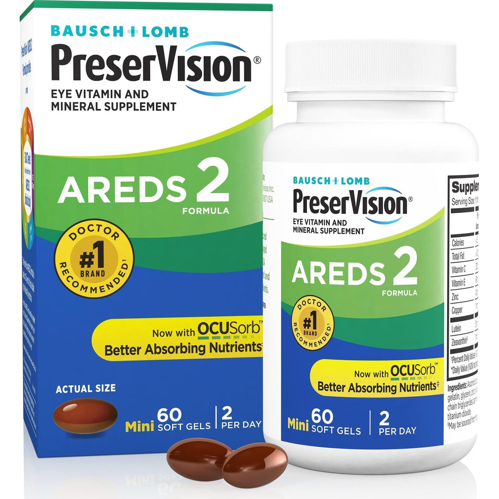 PreserVision AREDS 2 Eye Vitamins Lutein & Zeaxanthin Supplement 60 Softgel | AREDS 2 Formula, Macular Support*, Lutein, Zeaxanthin, vitamin C, E, Zinc, Copper, Minigels, #1 eye Doctor Recommended brand1