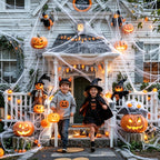 Famoby 1200 sqft Halloween Spider Webs and 50pcs Fake Spiders Super Stretch Cobwebs Party Decorate for Halloween Theme Indoor and Outdoor Decoration