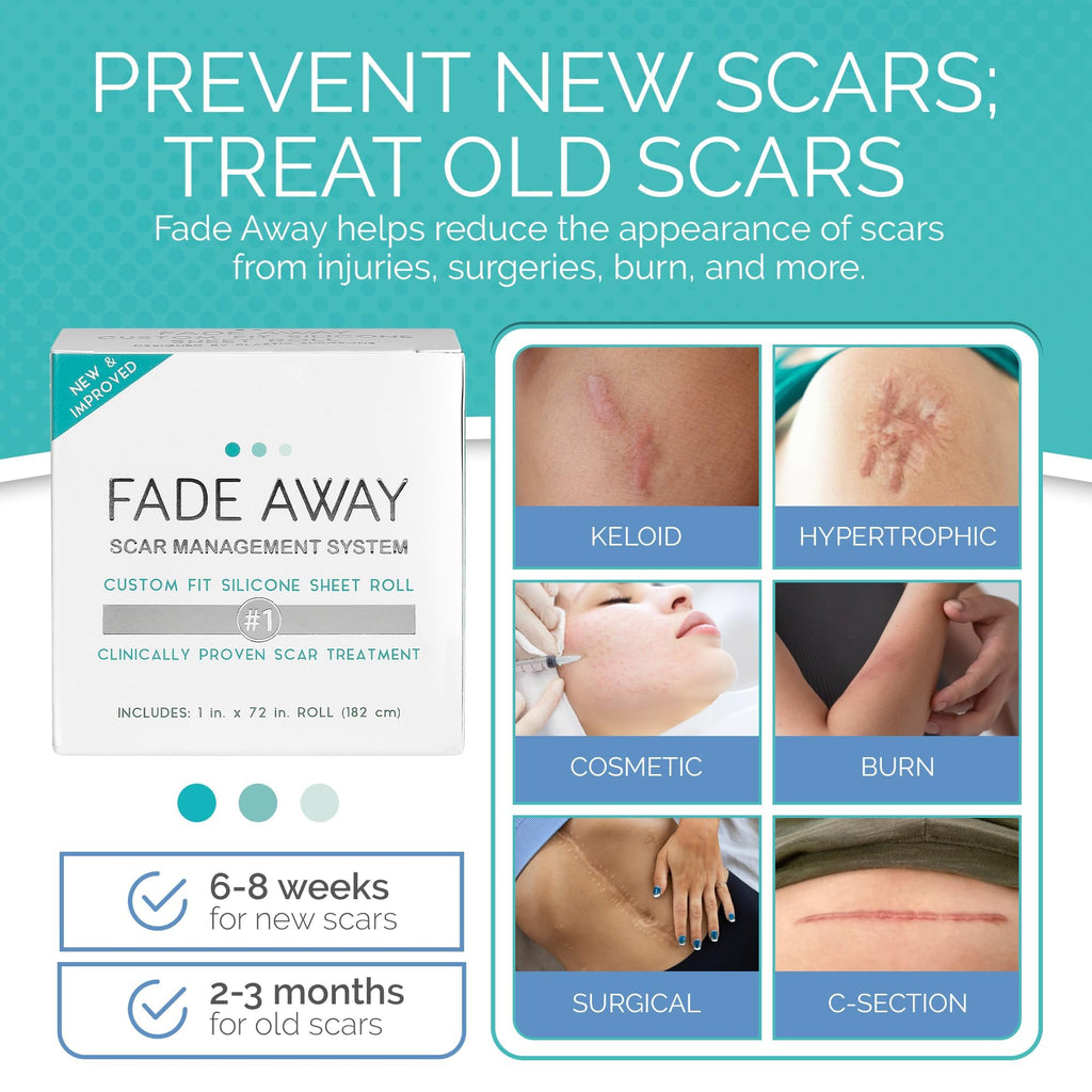Fade Away Silicone Scar Tape Roll for Surgical Scars, Medical Grade, 6 ft
