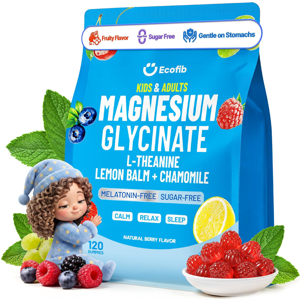 Magnesium Glycinate Gummies 200mg for Kids & Adults, Sugar-Free, 120 Ct