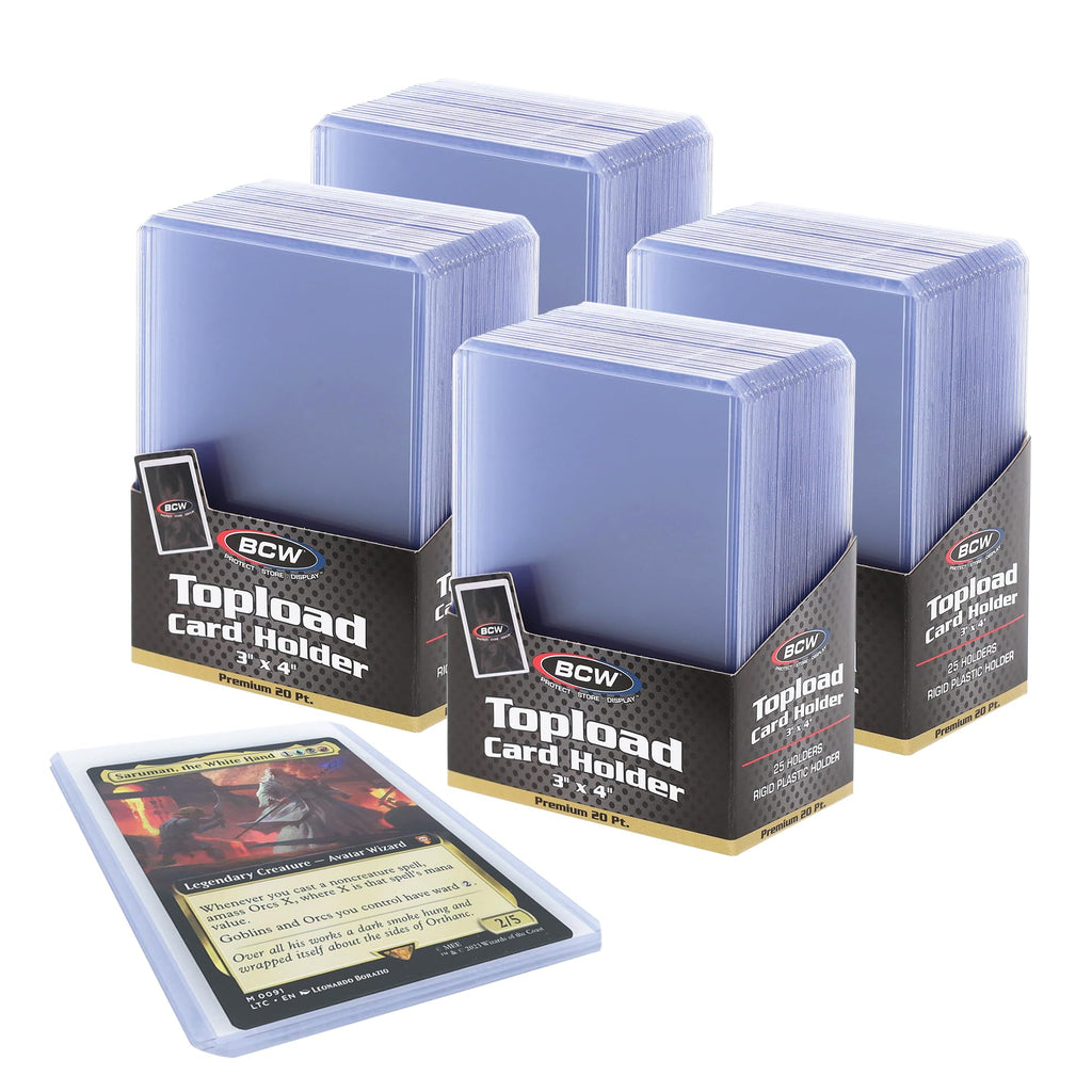 Buy now BCW 3x4 Standard Topload Card Holders | 100 Pack | Top Loaders for Cards | Rigid Card Protector | Fits Standard Size Cards Up to 20pt at indiglob india