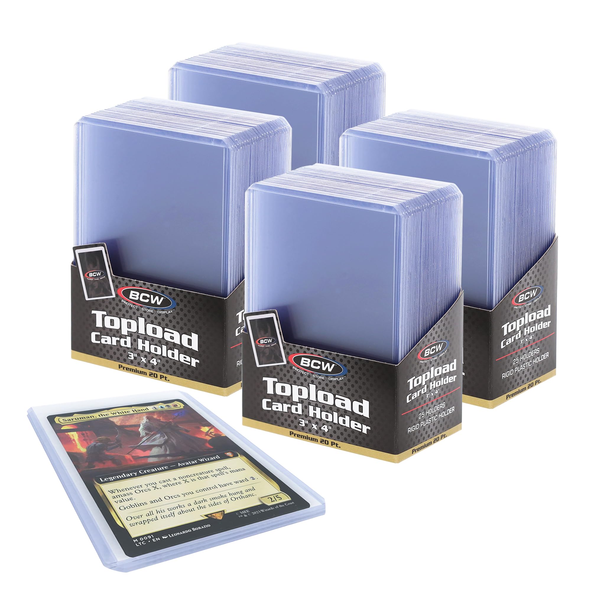 Buy now BCW 3x4 Standard Topload Card Holders | 100 Pack | Top Loaders for Cards | Rigid Card Protector | Fits Standard Size Cards Up to 20pt Premium at indiglob india