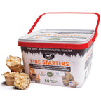 Superior Trading Fire Starter Pods in Plastic Bucket - Fire Starters for Campfires, BBQ, Grill, Pit, Wood Stove & Charcoal Starter, 15-20-Min Burn, 50 Extra Large Pods, USA Made, Brown, 3 Lbs