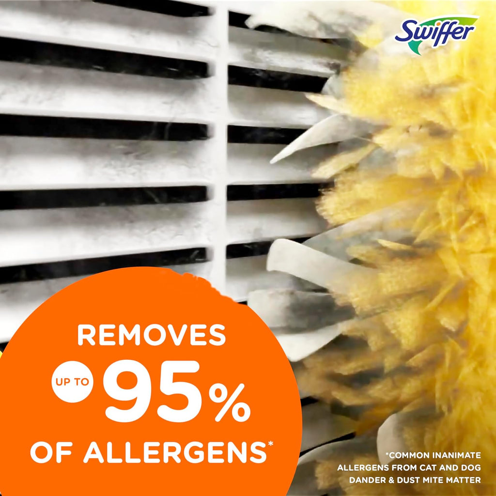Buy now Swiffer Dusters Refill for Cleaning, Feather & Microfiber Duster Disposable Alternative, For Dusting Furniture, Blinds, Ceiling Fans, Walls, Helps Remove Allergens, Heavy Duty, Unscented, 11ct at indiglob india