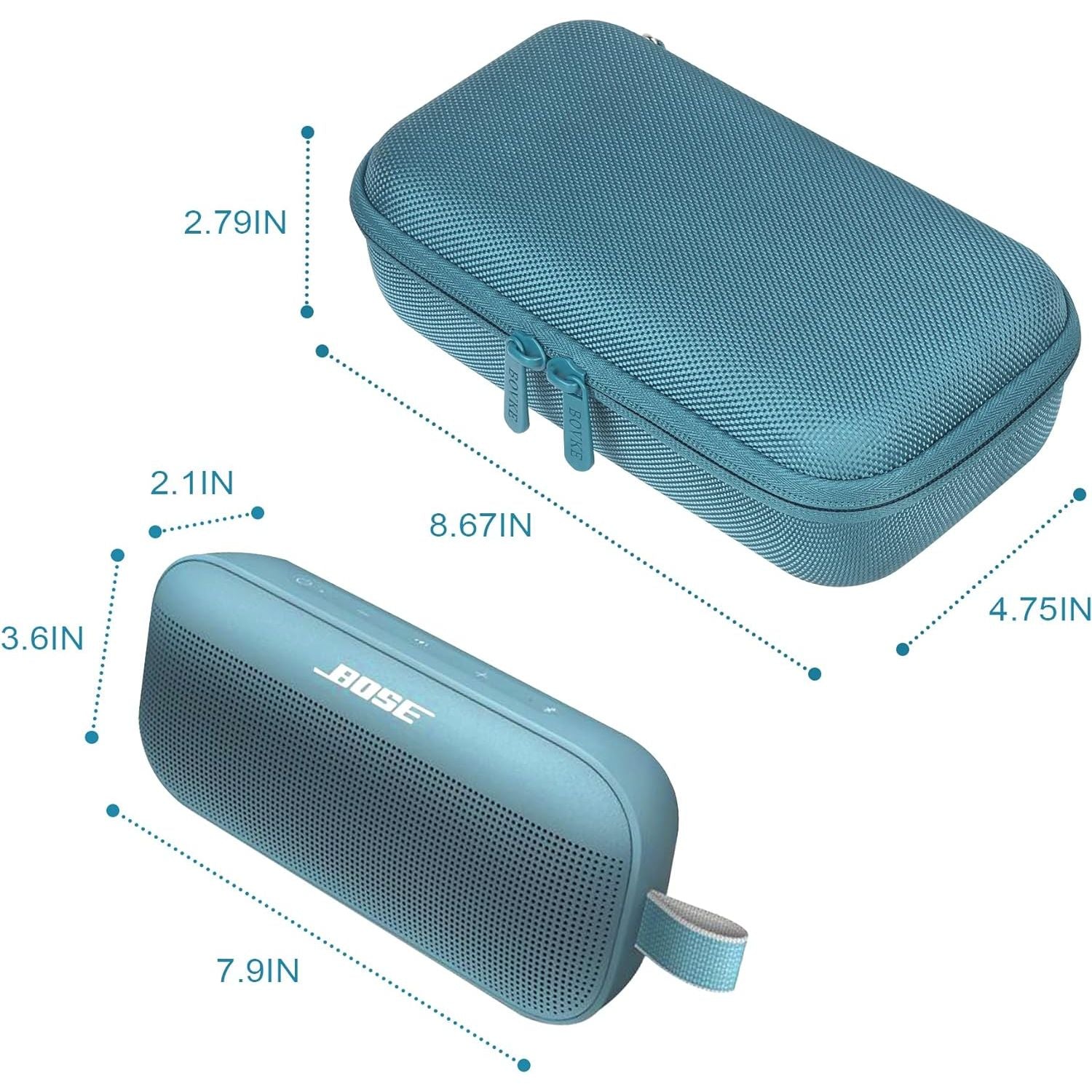 Buy now BOVKE Hard Travel Speaker Case for Bose New SoundLink Flex Speaker (2nd Gen) / Bose SoundLink Flex Bluetooth Portable Speaker, Extra Mesh Pocket for Bose Speaker Charger, Charging Cables, Stone Blue at indiglob india