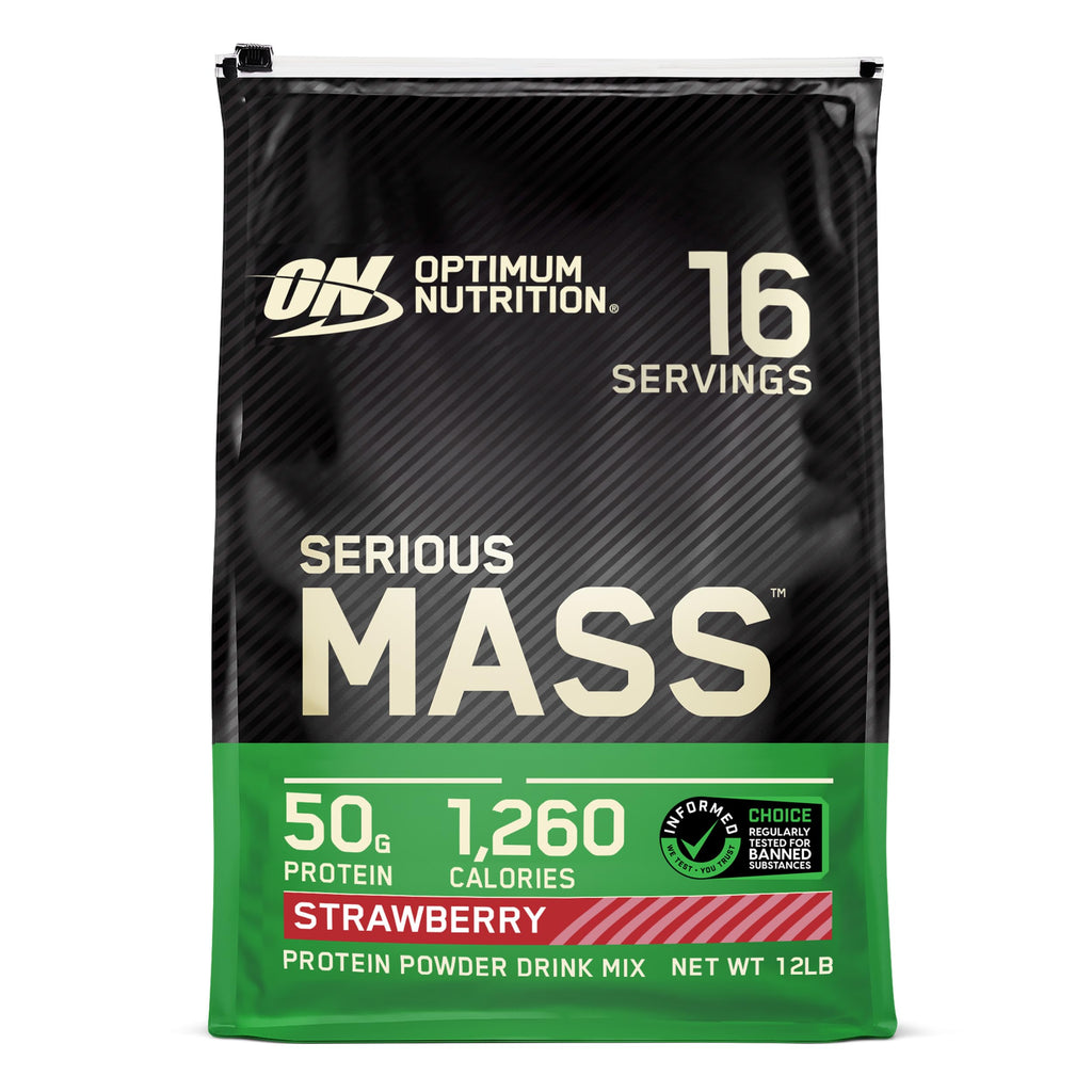 Buy now Optimum Nutrition Serious Mass, Weight Gainer Protein Powder, Mass Gainer, Vitamin C and Zinc for Immune Support, Creatine, Strawberry, 12 Pound (Packaging May Vary) at indiglob india