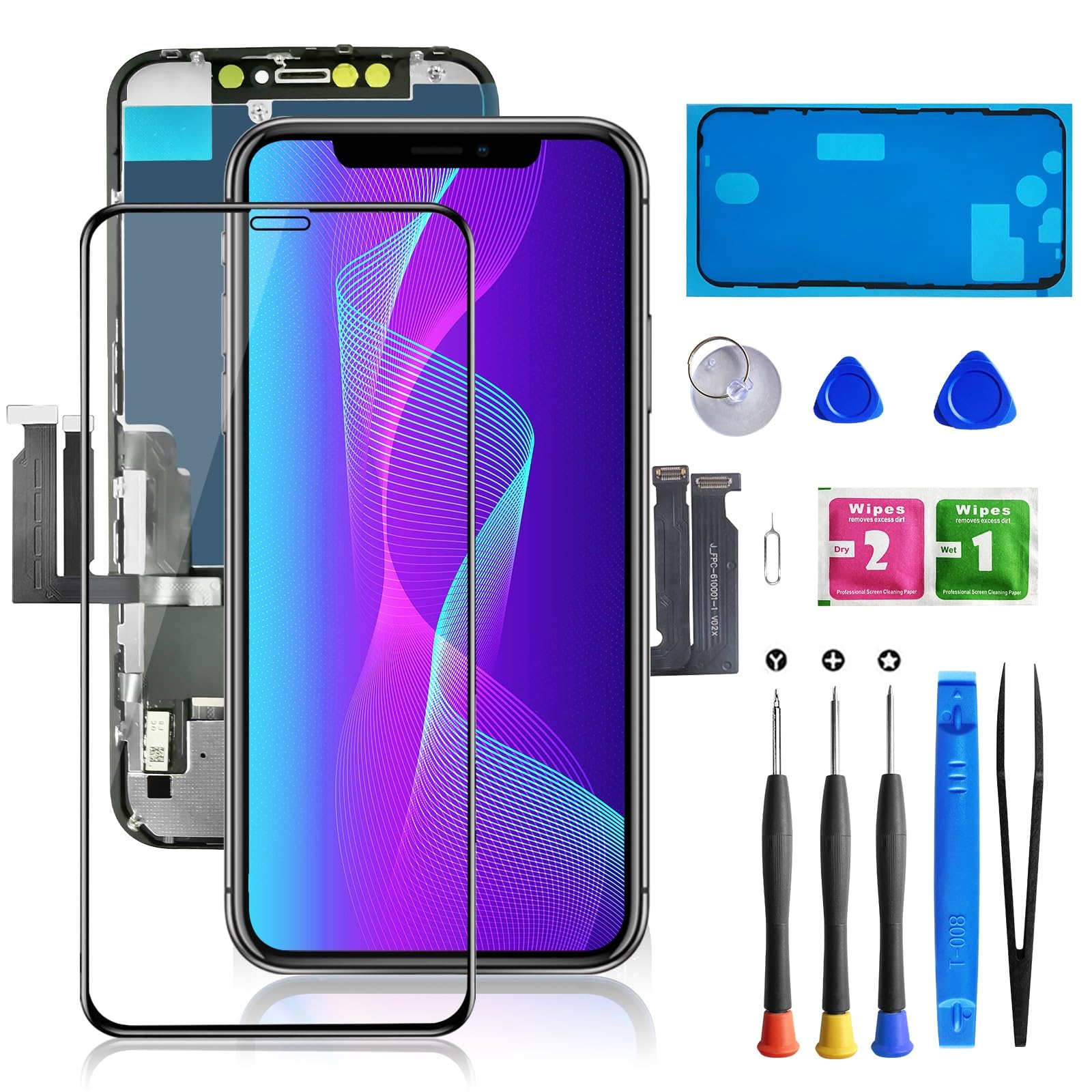 Buy now for iPhone 11 Screen Replacement 6.1 3D Touch Screen LCD Display Digitizer for A2111, A2223, A2221 Cell Phone Repair Kits+ Waterproof Frame Adhesive Sticker+Screen Tempered Protector+Face ID for iphone XR at indiglob india