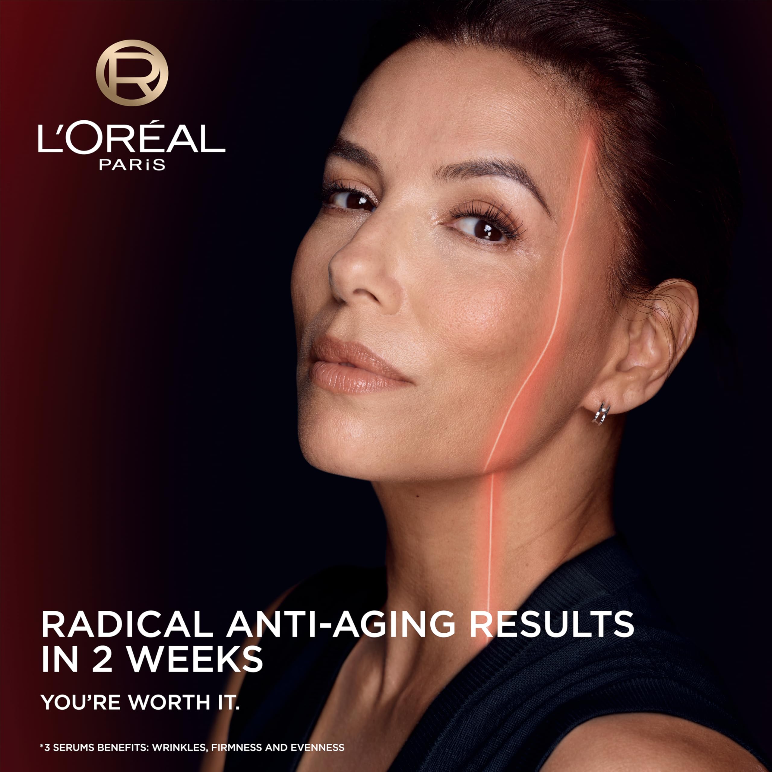 L'Oreal Paris Revitalift Triple Power Face Serum with Tri-Peptides, Hyaluronic Acid and Vitamin C, Anti Aging, Anti Wrinkle Serum to Firm and Brighten, 1 FL oz, + Sample