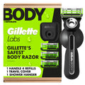 Gillette Labs Body + Intimate Razor For Men, Handle + 4 Blade Refills, Travel Cover