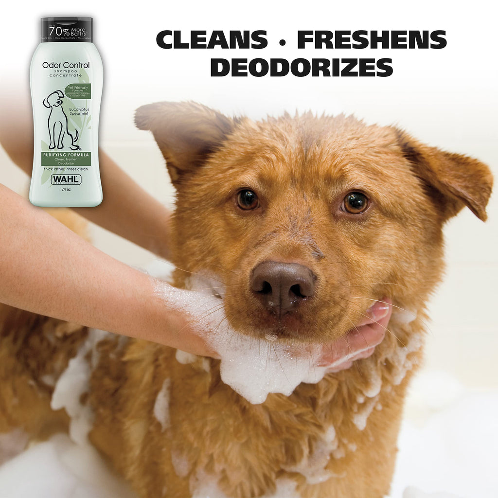 Wahl USA Odor Control Shampoo for Dogs & Pets - Eucalyptus & Spearmint Animal Deodorizer for Cleaning & Freshening – 24 Oz - Model 820003A